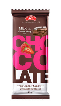 Milk chocolate with strawberry pieces flowpack 85g