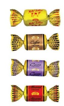 TOFFEE CANDIES COFFEE-COCOA-ALMOND FLAVORS DOUBLE/TWIST 3kg