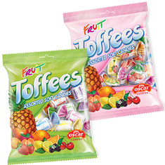 TOFFEE CANDIES ASSORTED FRUIT FLAVORS 300g
