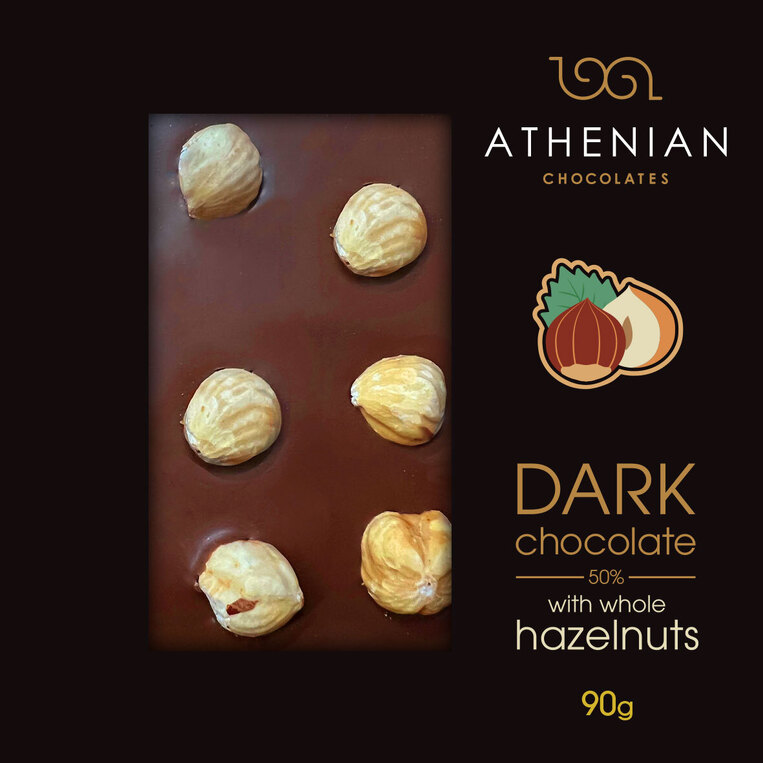 Athenian Dark Chocolate with Hazelnuts 90g