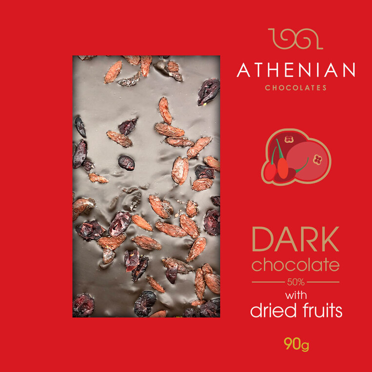 Athenian Dark Chocolate with Dried Fruits 90g