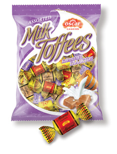 TOFFEE CANDIES COFFEE-COCOA-ALMOND FLAVORS DOUBLE/TWIST 300g