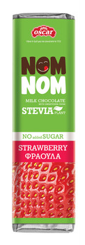NOM NOM Milk Chocolate with Strawberry Pieces with Stevia