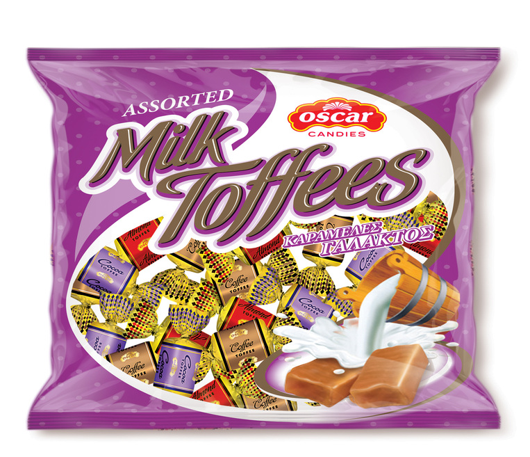 TOFFEE CANDIES COFFEE-COCOA-ALMOND FLAVORS DOUBLE/TWIST 1kg