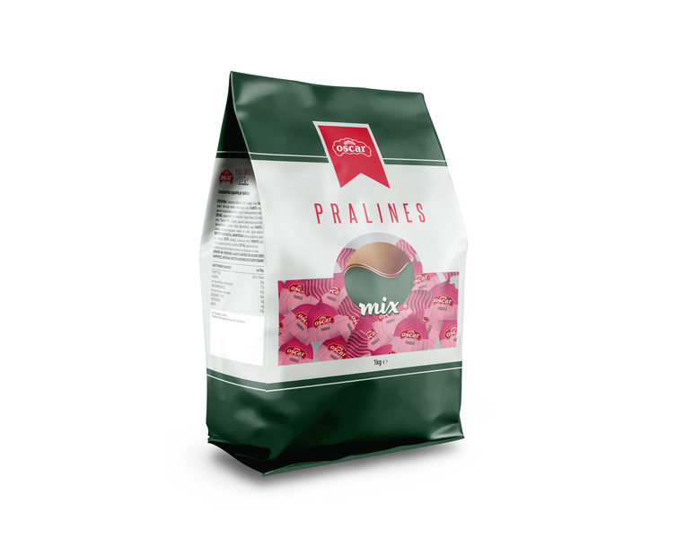 Filled milk chocolate pralines strawberry flavor 1kg