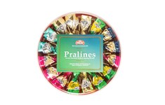 Round box with praline chocolates filled with liqueur 200g