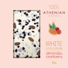Αthenian Λευκή Σοκολάτα με Αμύγδαλο & Cranberries 90g