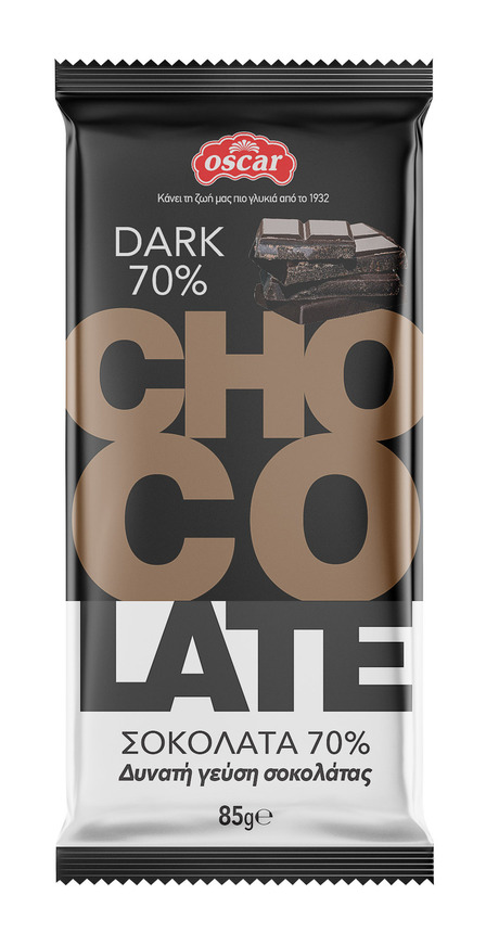 Σοκολάτα dark με 70% κακάο flowpack OSCAR 85γ