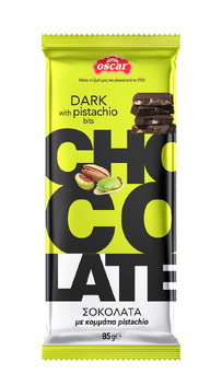 Dark chocolate with pistachios flowpack OSCAR 85g