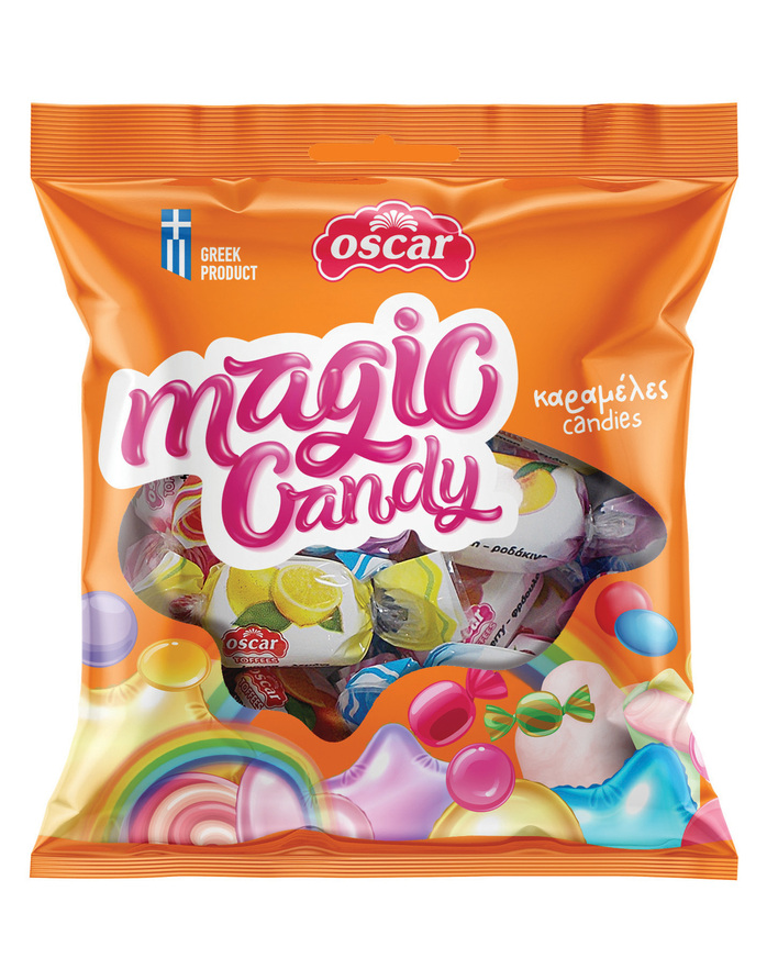 FRUIT TOFFEE CANDIES ASSORTED FLAVORS D/T “MAGIC CANDY” 100g