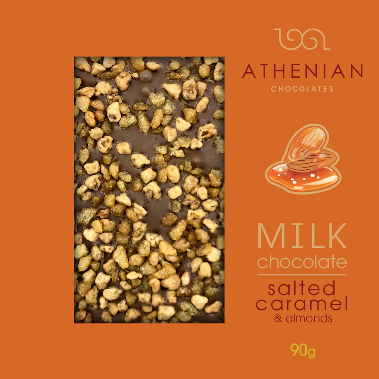 Αthenian Σοκολάτα Γάλακτος με Αλατισμένη Καραμέλα & Καραμ. Αμύγδαλα 90g