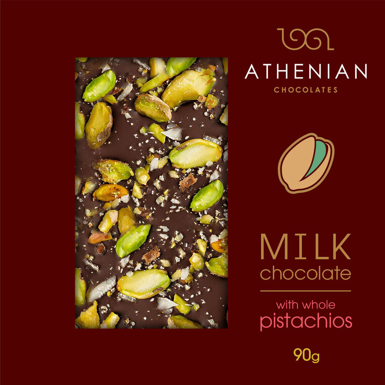 Athenian Milk Chocolate with Pistachio 90g