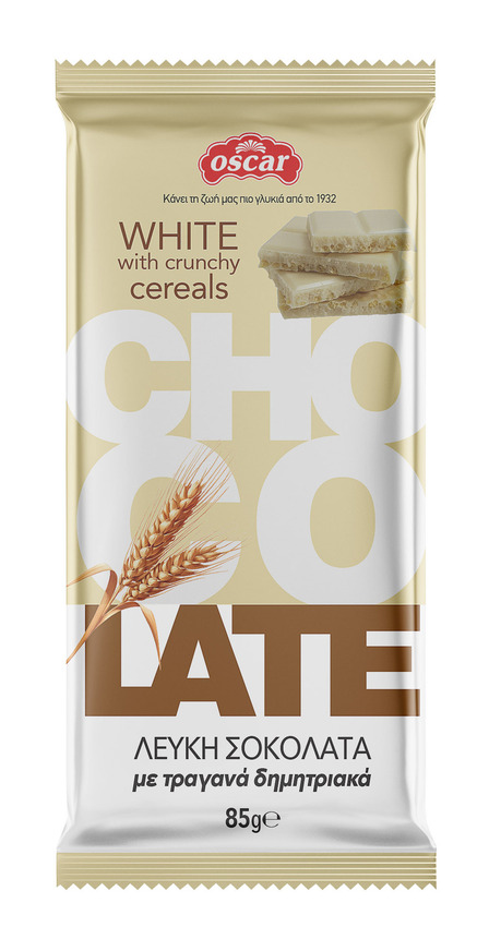 White chocolate with crunchy cereals flowpack OSCAR 85g